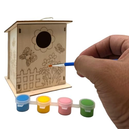 Oojami 12 Pack Birdhouse Kits for Kids – DIY Wooden Bird Houses to Build & Paint, Complete Craft Set with Paints & Brushes, Group Activity for Parties, Classroom, Birthday Gifts