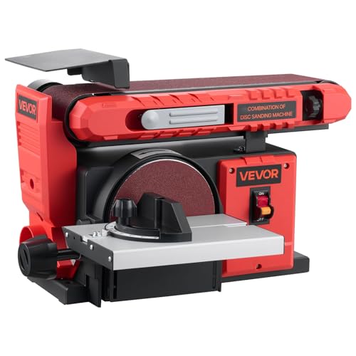 VEVOR 6" Disc Sander & 4" x 36" Belt Sander, 400W Professional Belt Disc Sanders Combo with 0-45° Adjustable Worktable & Dust Collection Port for Woodworking, Knife Sharpening, DIY Crafting - size: 6" Disc & 4" x 36" Belt Sander Combo