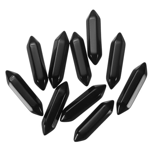 MECCANIXITY 10 Pack Black Quartz Crystals, Polished Crystals Bulk Hexagonal Shaped Meditation Gemstone for Jewelry Making Energy Balance Accessories Gifts - color: Black Quartz