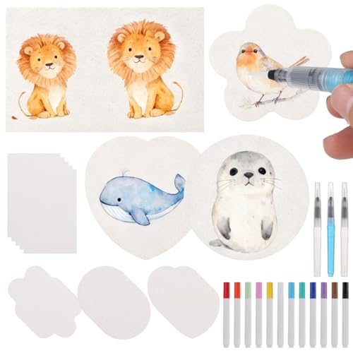 75 Pcs Magic Puffy Paint Set, Includes 60 Pcs Texture Papers and 12-Color Marker Pens, 3 Water Brush Pens, Paper for Crafts, DIY Painting Art, Travel & Parent-Youngster Activities