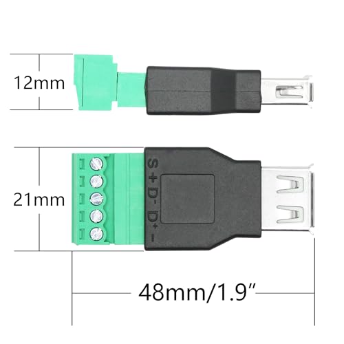 USB 2.0 A Female to 5-Pin Terminal Adapter, Including Screwdriver, 2-Pack - style: USB A Female Terminal - 2Pcs