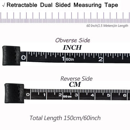 Tape Measure, 4 Pack Measuring Tape for Body Cloth Measurement Tape for Sewing Tailor Fabric Measurements Double Scale Soft Pink & White Tape Measure Retractable Measuring Tape Set - color: Black Purple Pink White 4 pack