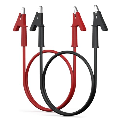 DROK 14 AWG Test Leads with Alligator Clips Electrical - Pack of 2 Multimeter Alligator Clips with Wires 19A, 50cm 14 Gauge Wire - size: 50cm