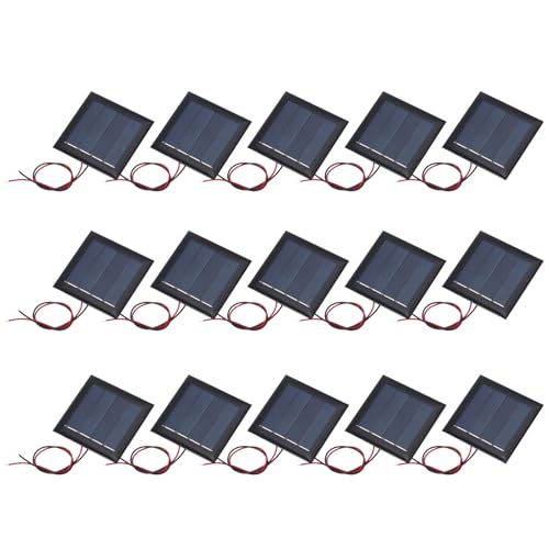 MECCANIXITY 15Pcs 2V 0.26W 130mA Mini Solar Panels with 2 for DIY 54mmx54mm