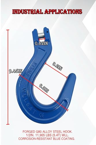 1/2" G80 Clevis Foundry Hook, 11905 Lbs 1 Pack 5.4t Working Load Limit Lifting Clevis Chain Hook for G80 Transport Binder Chain and Binder, Lifting Slings, Industrial Rigging【5.4t*1Pack】 - size: 1 Pack 5.4T
