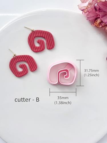 Abstract Swirl Clay Cutter Set, 7PCS PLA Polymer Clay Tools with Exact Measurements, Ideal for DIY Statement Earrings & Crafts