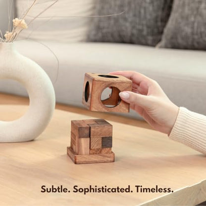 Wood Cube Puzzle: Handmade SOMA Cube 3D Brain Teaser Puzzle STEM Skill Builder Interlocking Logic Game