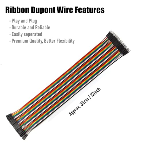 40pcs 30 cm (12 inch) Female to Male Multicolored Dupont Wire Breadboard Jumper Ribbon Cables Compatible with Arduino Projects(F/M) - color: Female to Male, size: 40 PCS - 30 cm