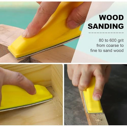 POLIWELL Micro Sander Tool, Detail Finger Sander for Crafts, 80 PCS Wet Dry Sandpaper 80 120 150 180 240 320 400 600 Grit + 3.5” x 1” Mini Handle Sanding Block for DIY, Wood, Metal and Narrow Spaces - style: 80 Pcs