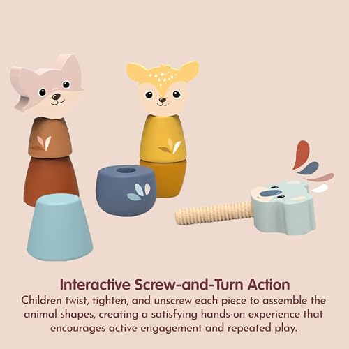 SPEEDY MONKEY Wooden Screw Toys | Animal Nuts & Bolts Set Montessori Toy - color: Screw Toys