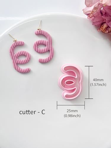 Abstract Swirl Clay Cutter Set, 7PCS PLA Polymer Clay Tools with Exact Measurements, Ideal for DIY Statement Earrings & Crafts