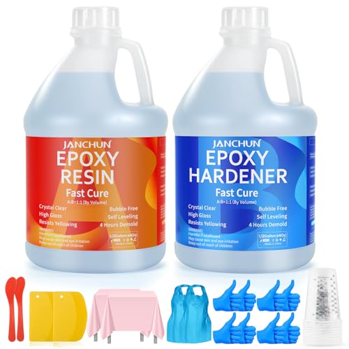 JANCHUN Epoxy Resin Kit 1 Gallon, Bubble Free Crystal Clear Resin - size: 128 fl oz