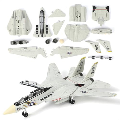 SEBUNAS 1:72 F-14 Tomcat 3D Quick Build Model Kit Fighter Jet Aircraft - color: 1.F14 White