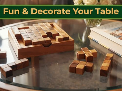 BSIRI Pentominoes Board Logic Puzzle Desk Toys Brain Games Cube Magic Educational Teaser Challenging Gift Intelligence Mind Wooden Strategy Christmas Supplies Box Master Smart Classroom