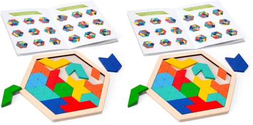 3 otters Wooden Puzzles for Kids, Educational Brain Teaser Game, Shape Sorting Board with Guide Book, Montessori Learning Toys (Pack of 2) - size: Medium (Pack of 2)