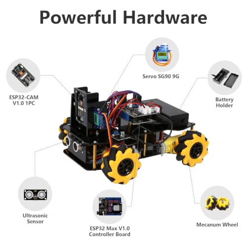 ACEBOTT Robot Kit with 3MP Camera, Robotics for Kids Ages 8–12 12-16 Compatible with Arduino & Scratch, App & Remote Control, STEM Toys Coding Robot Kit, Gift for Kids, Teens and Adults - color: Yellow-b
