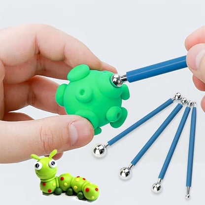 DIYOOHOMY 9 Pcs Polymer Clay Tools, Ball Stylus Silicone Sculpting Tools for Pottery Rock Dot Painting Nail Art Blending Clay Carving Ceramic Drawing DIY Craft Modeling - color: blue