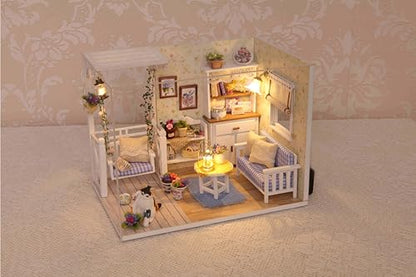 DIY Miniature Dollhouse Kits - Wooden Mini Model House with LED Lights, Tiny Furniture & Accessories – Craft Building Kits for Teens & Adults (Kitten Diary) – Birthday Valentine's Gift - style: Kitten Diary