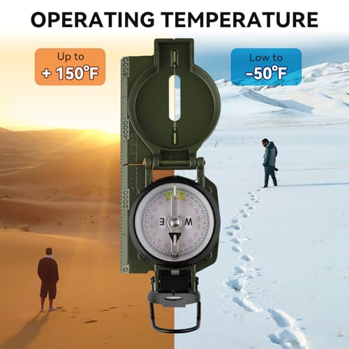 Compass Military Grade, Precision Navigation Compass for Hiking - color: Green-2G