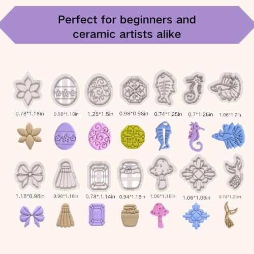 GYYCBXM Polymer Clay Cutters for Earrings, 28PCS Vintage & Whimsical Clay Earring Cutter Set with Bows, Hearts, Flowers, Fish, Mushroom & Nature Designs, Clay Tools, Pottery, Ceramic & Air Dry Clay