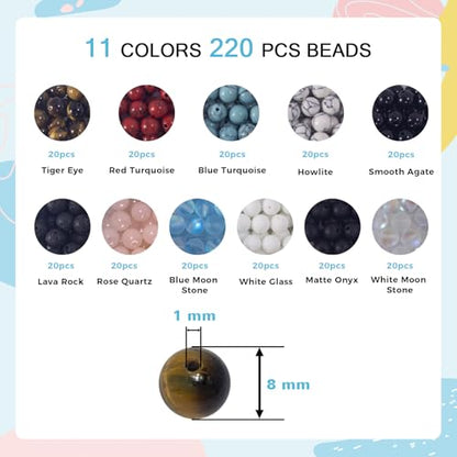 636pc Gemstone Beads for Jewelry Making - Bracelet Making Kit for Adlut Boy - color: Bracelet Making Kit for Adults