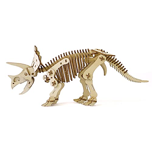 Triceratops Wooden Dinosaur 3D Puzzle - Fun DIY Wood Craft Kits - Ideal Gift for Birthdays and Party Favors - style: Triceratops