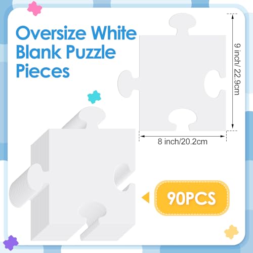30 Pcs Blank Puzzle Pieces White 8 x 9 Inch DIY Kids Adults - color: White, size: 8 x 9 Inch