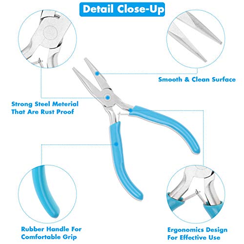 Shynek 3pcs Jewelry Making Plier Tools with Needle/Chain/Round Nose Pliers and Wire Cutter for Jewelry Repair, Wire Wrapping, Crafts, Jewelry Making Supplies - style: Rubber Handle