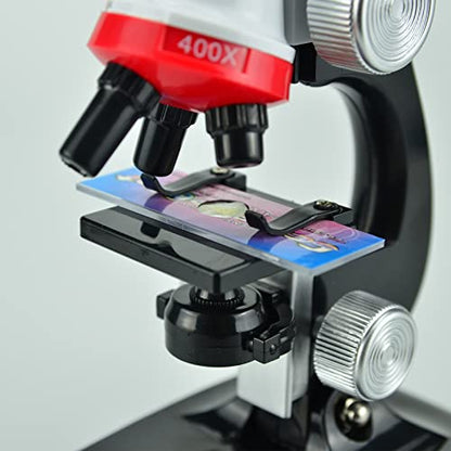 Little World Kids Microscope with LED Light - 100X/400X/1200X Magnification - color: Red 2 Pieces