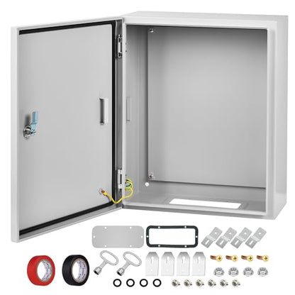 Steel Electrical Junction Box, 20 x 16 x 10 Waterproof & Dustproof Electrical Enclosure, Outdoor & Indoor Universal Project Box with Lock & Mounting Plate - size: 20 x 16 x 10"