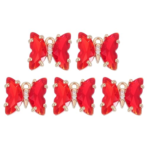 uxcell Crystal Gold Plated Butterfly Charm, Brass Zircon Charm Pendant - color: Red, size: 12x10mm