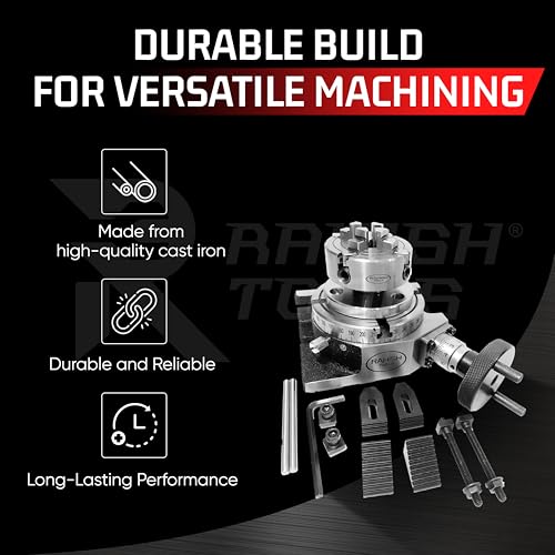 Rotary Table, Horizontal & Vertical, 70mm 4 Jaw Chuck & M6 Clamp Set, 4" - size: 4Inch Rotary + 70mm Chuck + M6 Clamp Kit