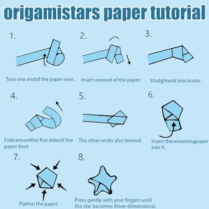 1080 Sheets Origami Paper Star Strips, 6 Solid Colors Double Sided