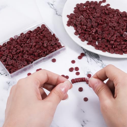 6mm Polymer Clay Beads for Bracelets Making 1000PCS - color: Maroon
