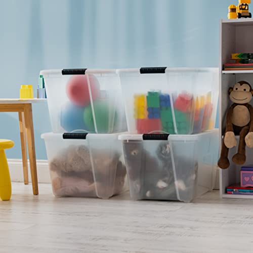IRIS USA 3-Drawer Rolling Storage Cart, Black/Clear - size: 54 Qt, style: 4 Pack