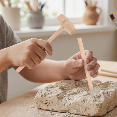 VOSAREA 3 Sets of Dinosaur Digging Tools Kids Play Learning Tools Small Digging Brush Chisel Hammer Toy STEM Science Kits (Pack of 3) - size: 14.00X4.00X2.00CM (Pack of 3)
