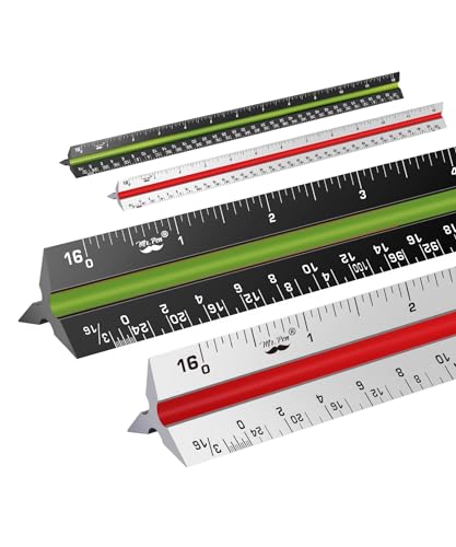 Mr. Pen- Architectural Scale Ruler, 12 Inch, 2 pcs, Black & Silver - color: Black & Silver, size: 2 Pack