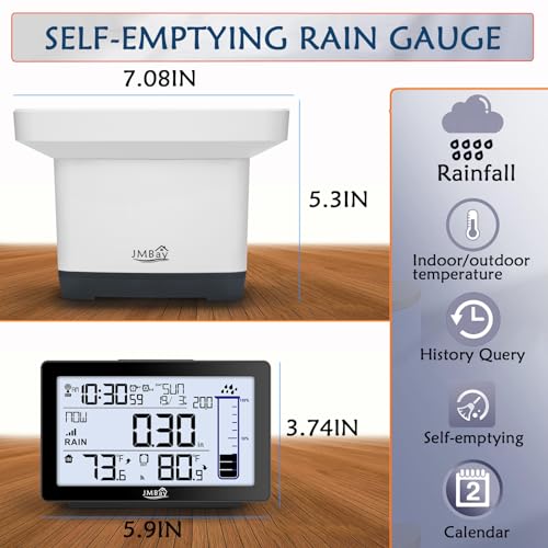 Wireless Rain Gauge Outdoor, Digital Rain Gauge Outdoors Best Rated with Thermometer,Accurate Self-Emptying Rain Measure Gauge for Garden,Remote Electronic Rain Meter,Freeze Proof Rainfall Measurer - color: Digital Wireless Rain Gauge