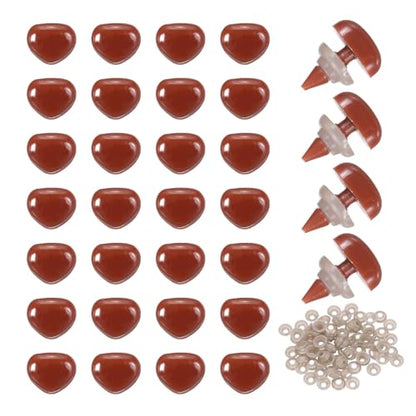 MECCANIXITY 50set 10mm Large Plastic Triangle Safety Noses Brown with Washer for Crochet Stuffed Animal Doll Craft Puppet Plush Toy Bear - color: Brown, size: 10mm