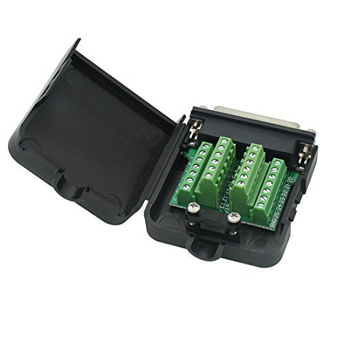 DB25 Breakout Board Solder-Free Male Adapter 25-pin Port Adapter to Terminal Connector Signal Module Long Bolts and Nuts with case