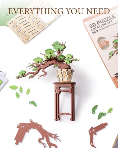 Rowood 3D Wooden Puzzles for Adults,Mother's Day DIY Pine Bonsai Tree Botanical Collection Building Set Home Decor Craft Kits for Adults,Gift on Christmas Birthday Teacher's Day-Evergreen Pine Bonsai - style: Evergreen Pine Bonsai