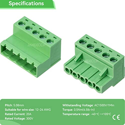 10 Sets 5 Pin 5.08mm PCB Screw Terminal Block Phoenix Connectors - size: 5P