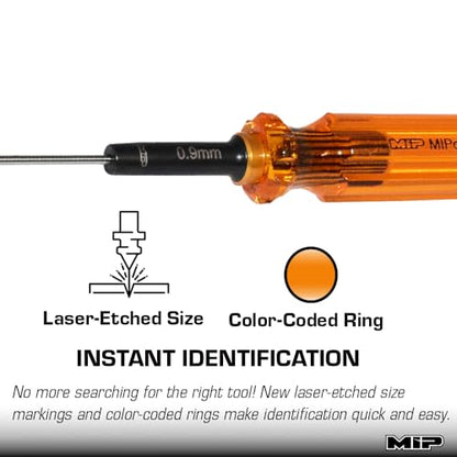 MIP 9212 Metric Hex Screwdriver RC Tools Kit (0.9mm) – Precision Hexagon Screwdriver for RC Cars, Quadcopter, Helicopter, and FPV Racing Drone Models - size: 0.9mm