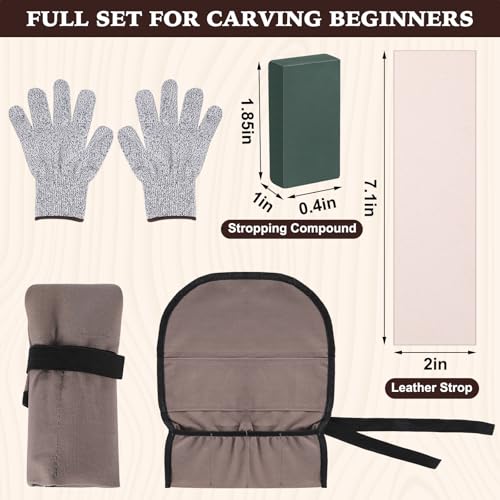 Wood Carving Kit 32 Pcs Wood Carving Tools Includes 20 Pcs Whittling Basswood Blocks 4 Different Sizes with 12 Pcs Whittling Knives kit for Woodworking Beginners Adults Hobby DIY Art Craft