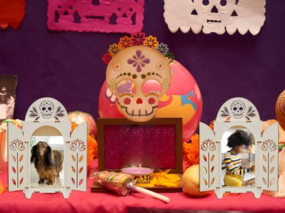 3pcs Dia De Los Muertos Altar Ofrenda Kit, Wooden Day of The Dead Altar - size: Set of 3 Sugar Skull Altar