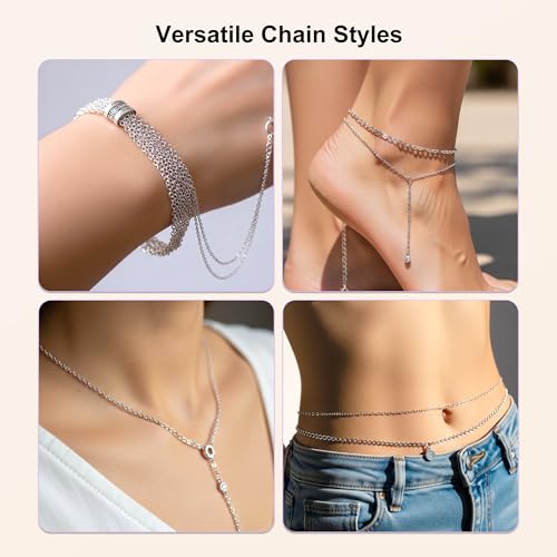 PP OPOUNT Silver Necklace Chains for Jewelry Making, 62.3 Feet 8 Rolls - color: Silver, size: 8 Rolls
