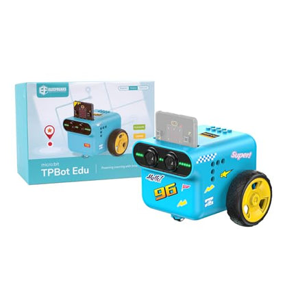 ELECFREAKS microbit Tpbot-Edu Version Kit Precise Control Angles and Directions Suitable for STEM Project, BBC Micro:bit DIY Coding Car with Wiki Tutorial(Without Micro:bit)