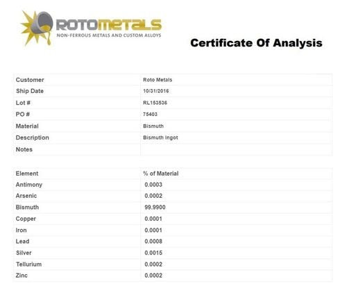 Rotometals 45 Pounds Bismuth Metal Slabs 99.99% Premium Grade-