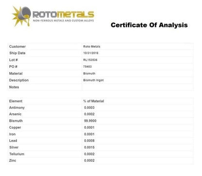 Rotometals 45 Pounds Bismuth Metal Slabs 99.99% Premium Grade-
