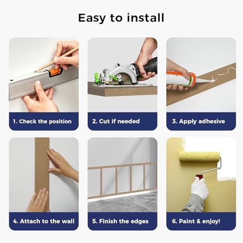 20 Pcs Paintable Board and Batten Wainscoting Kit with 4 Pcs Strips